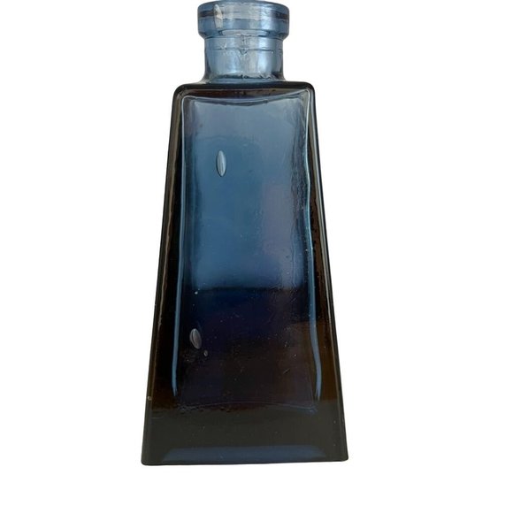 Vintage Trapezium Deep Cobalt Blue Glass Bottle Heavy Apothecary Serving Decante - Picture 2 of 7
